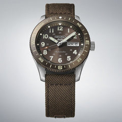 Seiko HDB009K1 Montre Homme Seiko 5 Sports Field Automatique - Cadran Marron, Bracelet Nylon et Cuir, Lunette Boussole, Étanche 100M, Style Outdoor et Fiabilité Quotidienne Homme SEIKO 