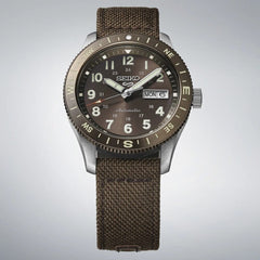 Seiko HDB009K1 Montre Homme Seiko 5 Sports Field Automatique - Cadran Marron, Bracelet Nylon et Cuir, Lunette Boussole, Étanche 100M, Style Outdoor et Fiabilité Quotidienne Homme SEIKO 