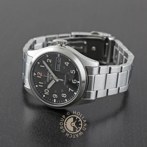 Seiko SRPG27K1 Montre Homme Automatique 5 Sports Cadran Noir Bracelet Acier Inoxydable Style Militaire Confort Durable et Précision Quotidienne Homme SEIKO 