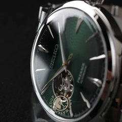 Seiko SSA441J1 Montre Homme Presage Cocktail Time Grasshopper Automatique - Cadran Vert Dégradé Open Heart, Acier Inoxydable, Style Élégant et Raffiné Homme SEIKO 