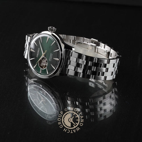 Seiko SSA441J1 Montre Homme Presage Cocktail Time Grasshopper Automatique - Cadran Vert Dégradé Open Heart, Acier Inoxydable, Style Élégant et Raffiné Homme SEIKO 